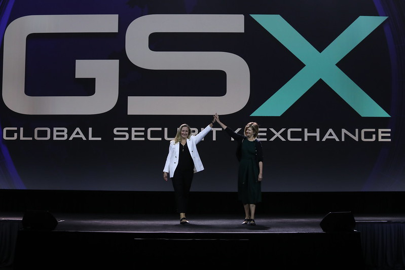 Two women on stage at GSX (Global Security Exchange)
