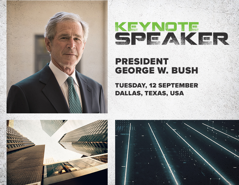 Photo of President George W. Bush presenting as a speaker at GSX 2023.