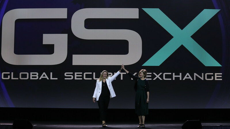 Two women on stage at GSX (Global Security Exchange)